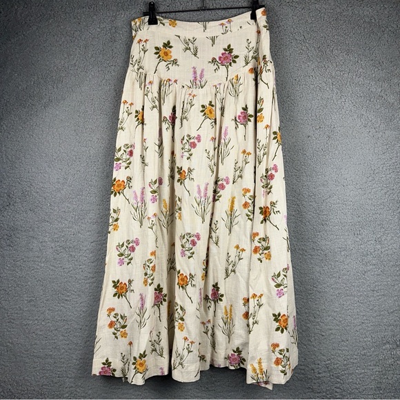 Petal & Pup Skirt Womens Small Beige Wild Flowers Floral Print Auguste Tailored - Picture 1 of 7